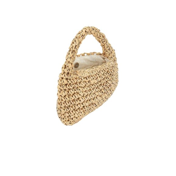 Hat Attack Micro Mini Slouch Bag in Toast New Womens Straw Beach Purse - Picture 11 of 14